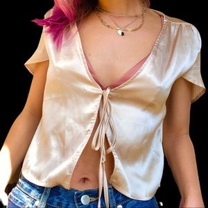 SILK TIE FRONT TOP